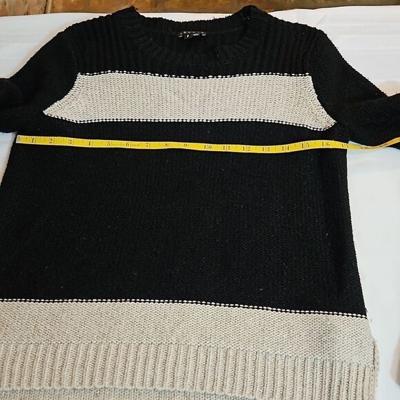 Theory Komon Sparkler black & cream wool/silk blend sweater size Small - Picture 9 of 12
